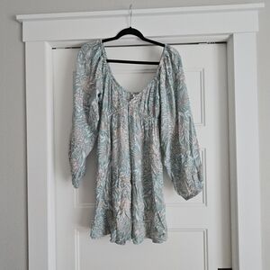 Roxy Aqua and Coral Floral Top